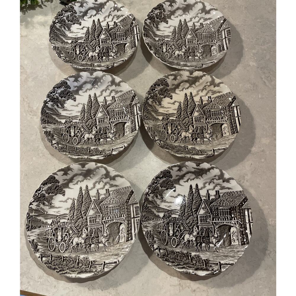 Myott Royal Mail Staffordshire England Set of 6 Vintage 6" Soup/Cereal Bowls